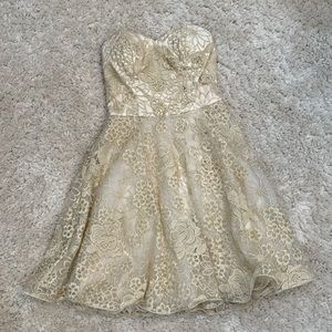 Chi chi London lace gold strapless dress
